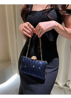 Bolsa de jantar com travesseiro azul safira, versátil, luxuosa, temperamento, bolsa de mão, retrô, diamante quente, banquete, bolsa feminina