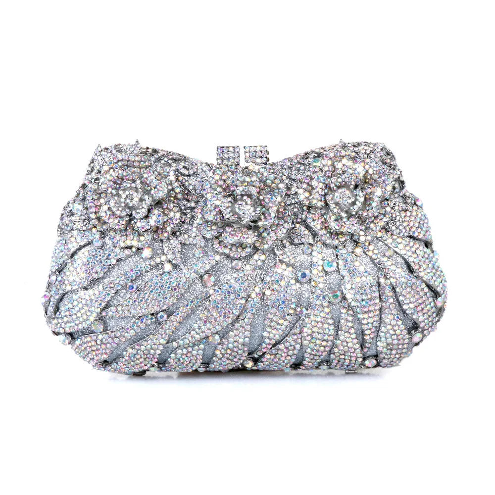 Clutch Metal Dama Cristal