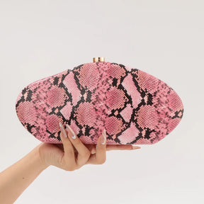 Festa à noite novo padrão de cobra embreagem moda bolsa forma especial crossbody saco couro do plutônio ombro carteiras feminino arco acrílico