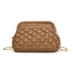 LEFTSIDE Weave Pequenas Bolsas de Ombro de Palha para Mulheres 2025 Verão Nova Tendência Bolsa Crossbody Feminina Corrente ​ Bolsas de praia de ráfia