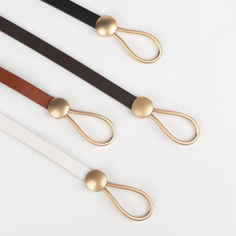 Nova pérola fivela fina cinto feminino couro do plutônio elegante ajustável selvagens cintura cor de ouro fivela cintos femininos