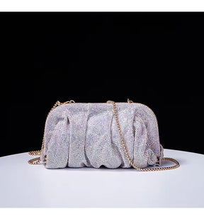 Glamourosa bolsa de noite com pérolas e strass para mulheres |   Embreagem elegante para performance em palco |   Bolsa brilhante para festa de casamento e baile 