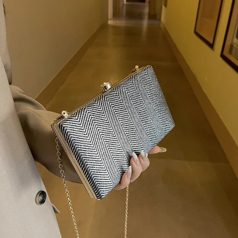 Elegante jantar saco de embreagem bolsa de ombro feminino brilhante grampo de cabelo pequena caixa de maquiagem nova 2025 tendência da moda