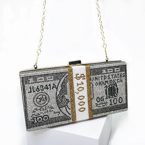Bolsa Rhinestone Criativa, Embreagem de dinheiro, Pilha Sacos de Dinheiro, Bolsas de noite, Ombro Saco De Jantar De Casamento, Nova Moda, 10000 Dólares