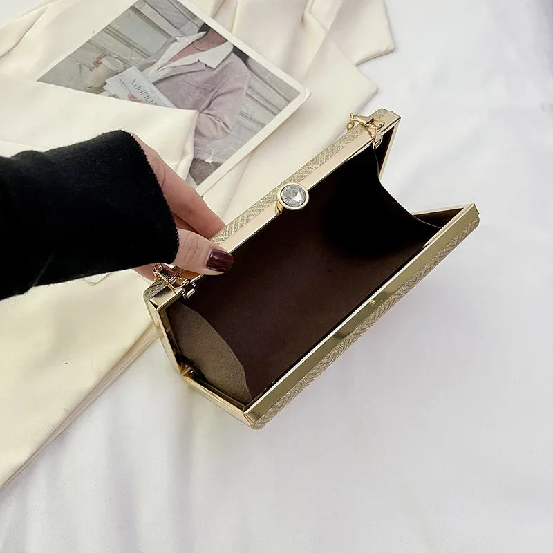 Elegante jantar saco de embreagem bolsa de ombro feminino brilhante grampo de cabelo pequena caixa de maquiagem nova 2025 tendência da moda