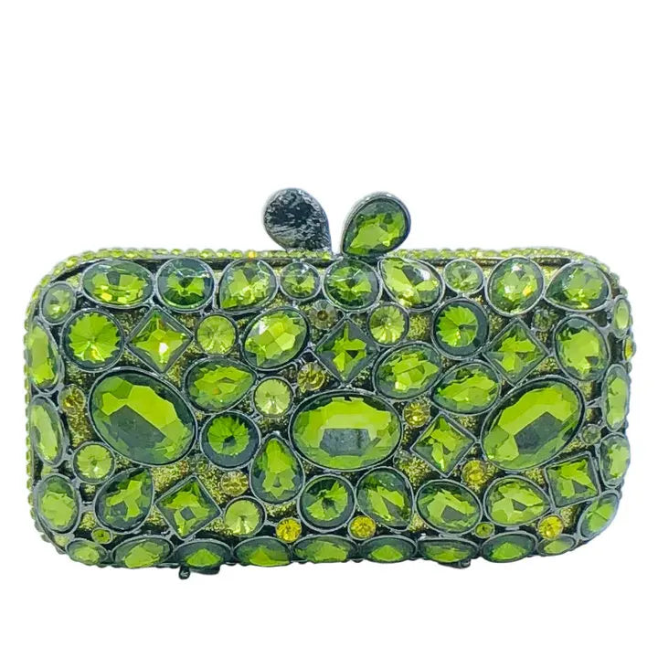 Boutique de fgg bolsas de embreagem verdes para festa feminina, bolsas minaudiere de noite com strass brilhantes, bolsa de embreagem de casamento com pedras preciosas grandes