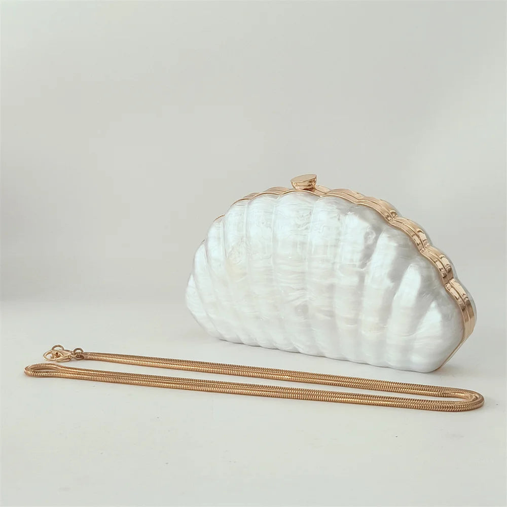 Mini carteira feminina concha ombro crossbody festa de casamento bolsa pérola acrílico sacos de noite designer lday bolsa de embreagem luxo