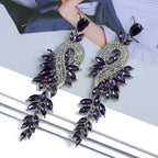 Moda folha nota colorido cristal longo pendurado jóias para meninas brincos feminino retro luz luxo requintado senhoras brincos
