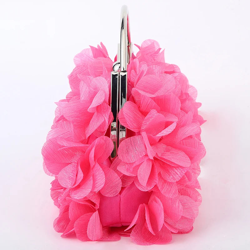 Flor noite bolsa de embreagem estilo doce floral casamento romântico nupcial bolsa alça metal banquete jantar vestido sacos com corrente