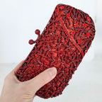 Boutique de fgg elegante flor vermelha sacos de noite e embreagens para festa de casamento feminino strass bolsas nupcial floral bolsa