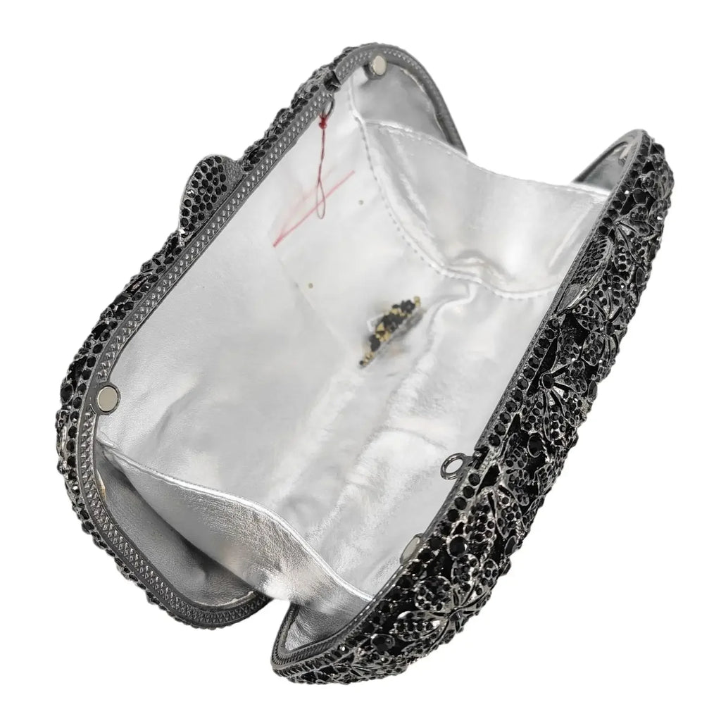 Boutique de fgg flor cristal bolsas de embreagem para mulheres elegantes, sacos de noite de strass floral, bolsa dura minaudiere