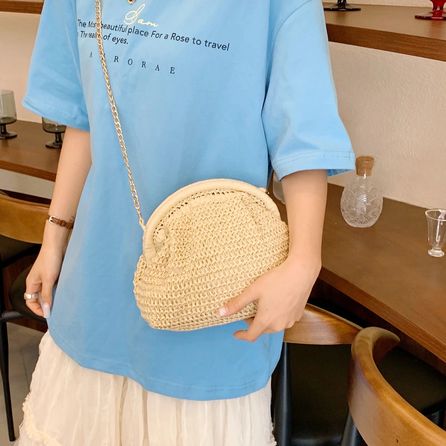 LEFTSIDE Weave Pequenas Bolsas de Ombro de Palha para Mulheres 2025 Novo Verão Bolsa Crossbody Femininas Tecer ​ Bolsas de praia de ráfia