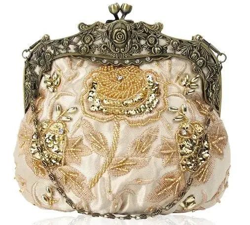 2025 novo vintage frisado saco de noite bordado diamante lantejoulas embreagem bolsa de mão saco de noiva