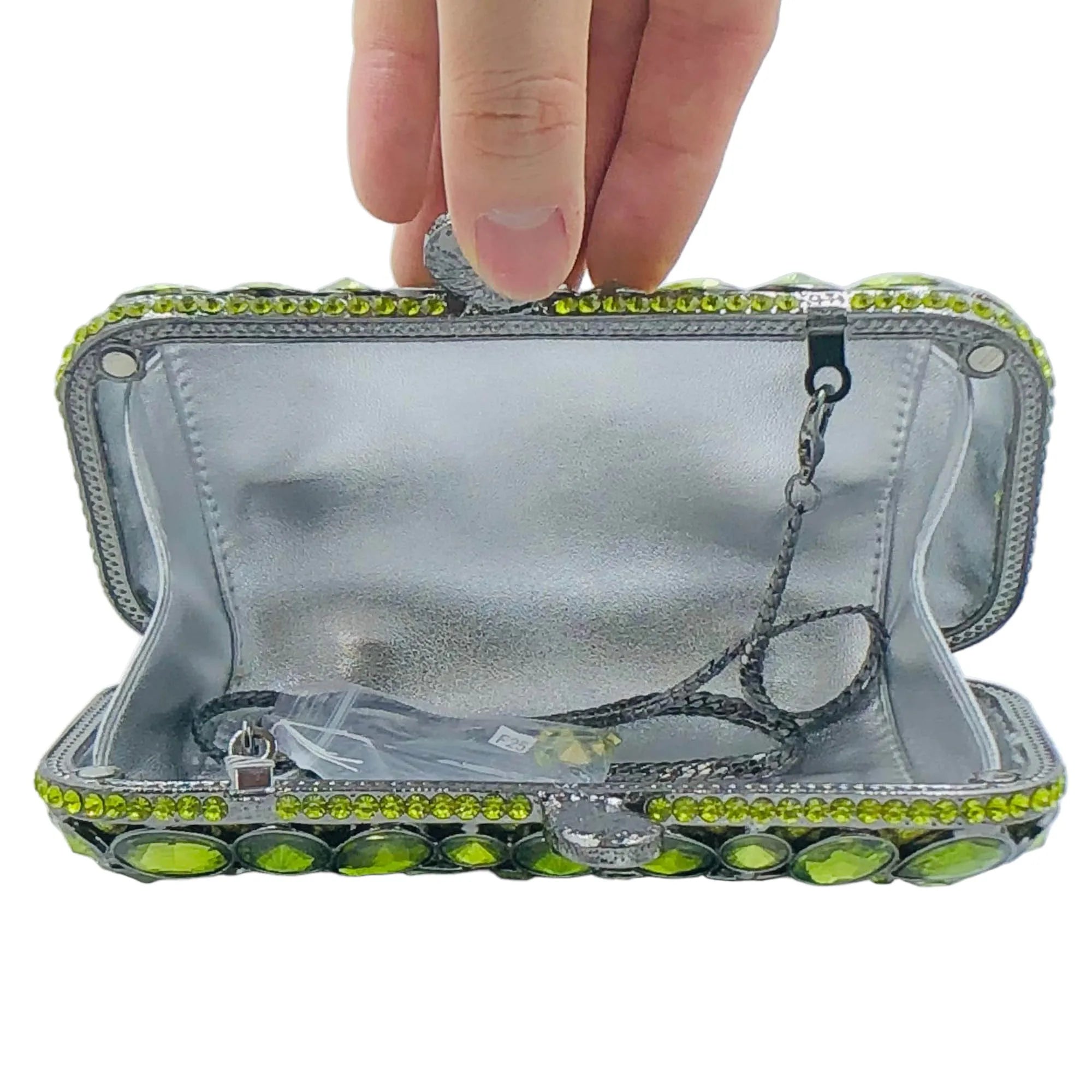 Boutique de fgg bolsas de embreagem verdes para festa feminina, bolsas minaudiere de noite com strass brilhantes, bolsa de embreagem de casamento com pedras preciosas grandes