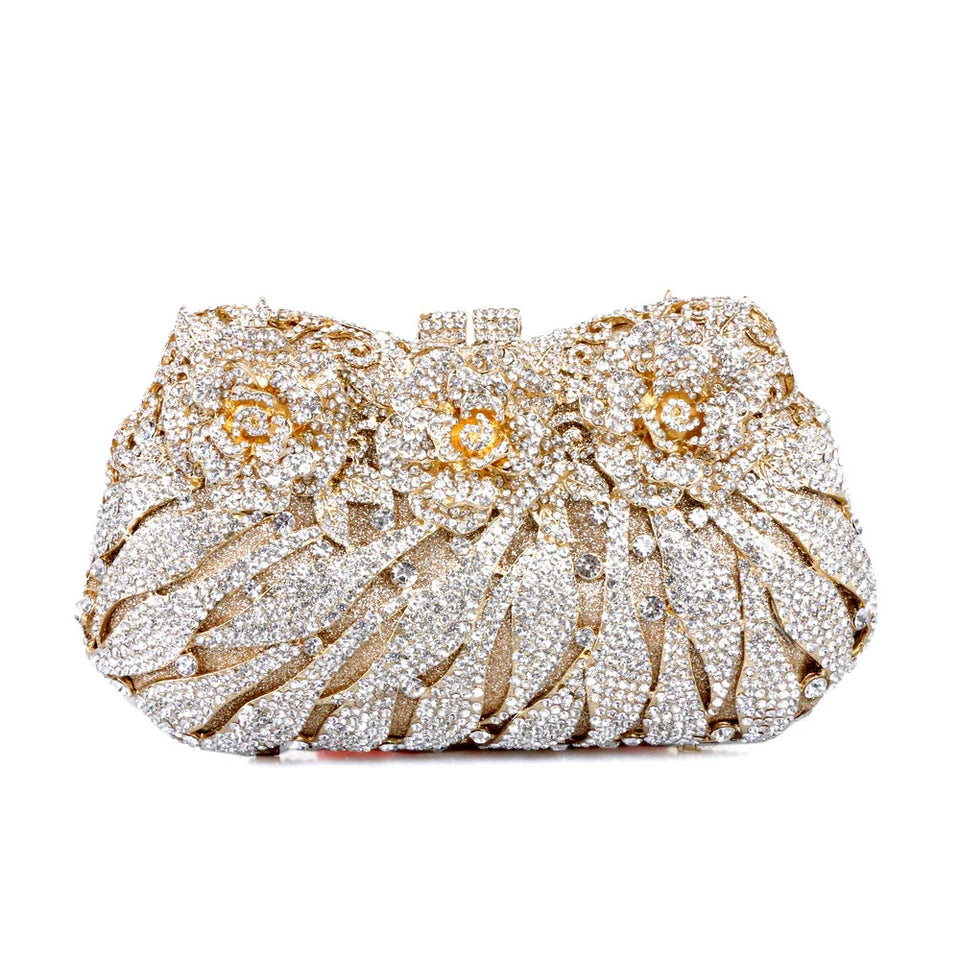 Clutch Metal Dama Cristal