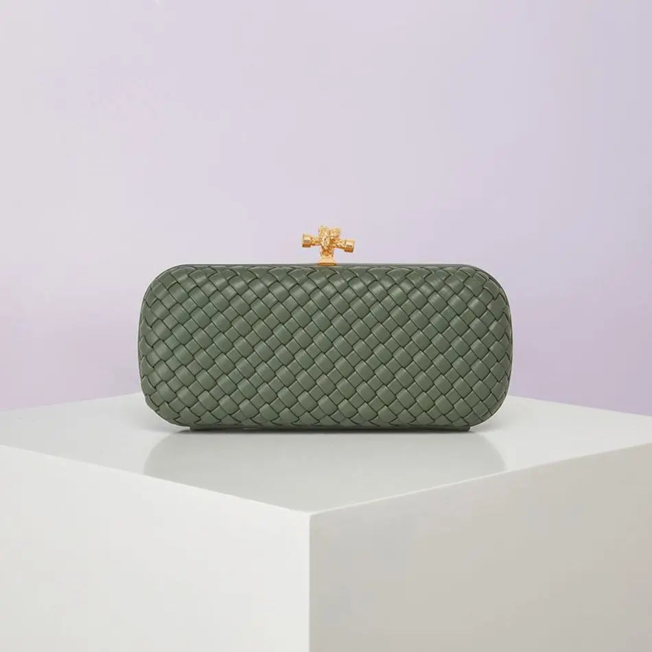 Bolsa Transversal B Home de PU Trançado, Bolsa de Ombro ande com Corrente, Estilo Europeu Moderno, Superfície ia, Cor Pura