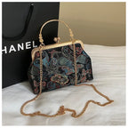 Moda vintage franja saco pequeno escudo sacos corrente feminina ombro crossbody saco guindaste voando bolsas femininas bordados