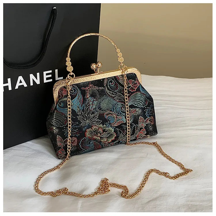 Moda vintage franja saco pequeno escudo sacos corrente feminina ombro crossbody saco guindaste voando bolsas femininas bordados