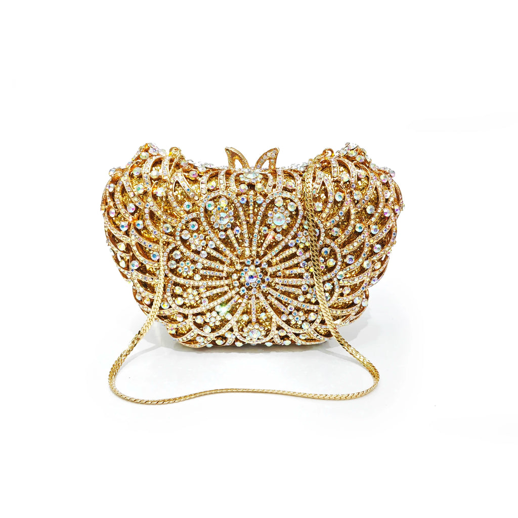 Ab mulheres bolsas de noite ouro metal luxo senhora diamante bolsas bolsa cocktail garras jantar baile cristal embreagem strass
