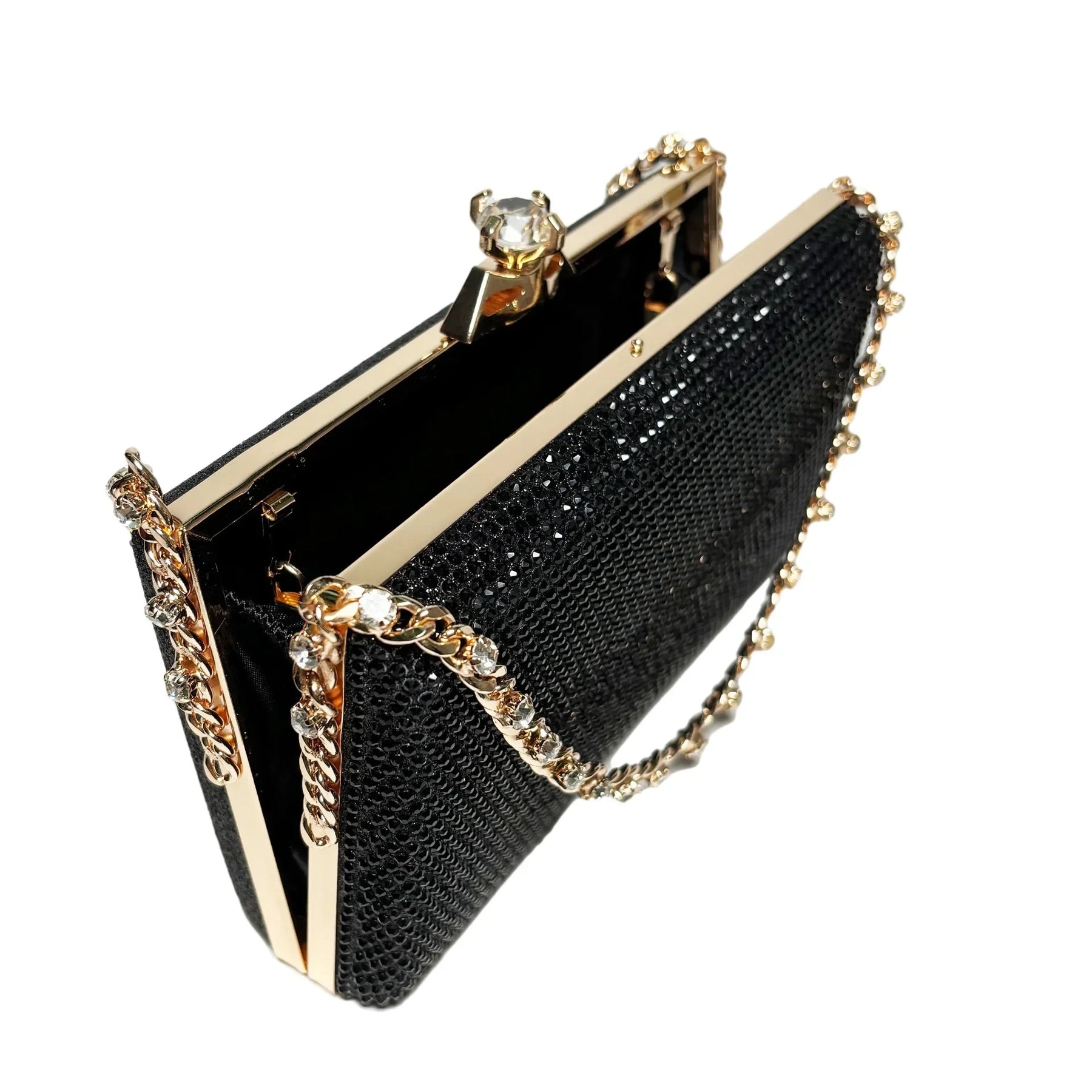 Bolsa de ombro feminina com diamante brilhante, bolsa de ombro para festa à noite, alça única, bolsa de casamento brilhante, versátil, material rígido