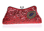 Moda fina pavão lantejoulas jantar sacos de noite para mulheres retro na moda champanhe azul corrente bolsa ombro crossbody festa bolsa