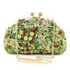 Embreagem de cristal de luxo para mulheres, sacos de noite, padrão animal, bolsa de diamante brilhante, bolsa de casamento