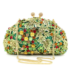 Embreagem de cristal de luxo para mulheres, sacos de noite, padrão animal, bolsa de diamante brilhante, bolsa de casamento