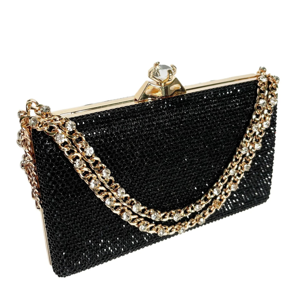 Bolsa de ombro feminina com diamante brilhante, bolsa de ombro para festa à noite, alça única, bolsa de casamento brilhante, versátil, material rígido