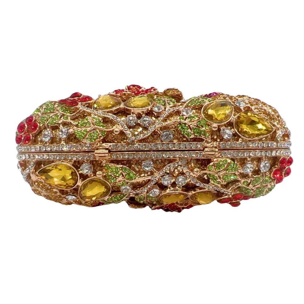 Xiyuan rosa pedra minaudiere strass embreagem cristal bolsa de noite para mulheres festa baile saco nupcial garras bolsa casamento
