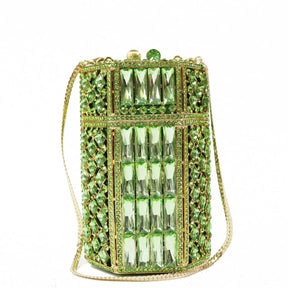 Khnmeet champanhe verde luxo feminino saco de festa à noite diamante oco para fora garras de cristal bolsa de noiva senhoras saco de casamento sm270