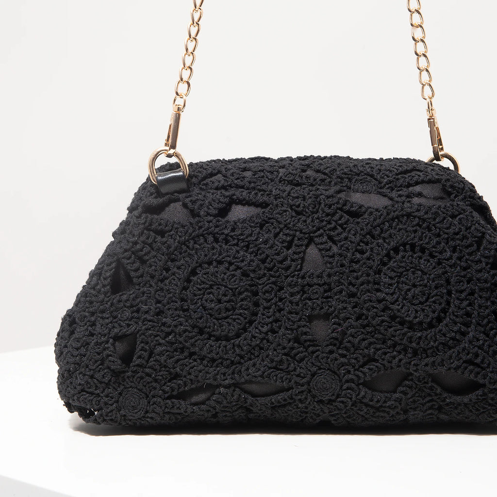 Bolsa crossbody de tecido oco padrão, bolsa de praia de palha boêmia, conjunto Chrochel, estilo premium, Trav Must Haves, bolsa Pach para mulheres