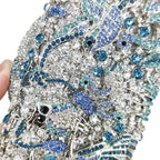 Boutique de fgg luz azul spahire pássaro & flor mulheres cristal embreagem sacos noite casamento nupcial animal strass bolsas
