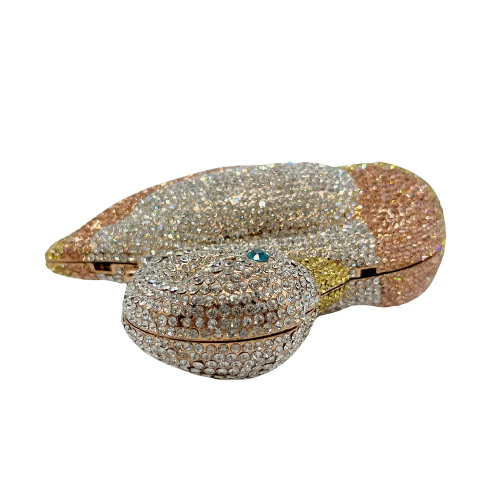 Sacos de noite de cristal em forma de cisne diamante espumante bolsas de embreagem strass bolsas de metal duro saco de festa de casamento