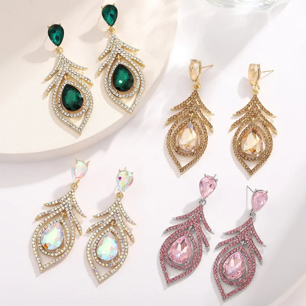 Novidade na tendência 2025 brincos femininos meninas gota de água em forma de luxo banquete jóias cor brincos de cristal para mulheres jóias