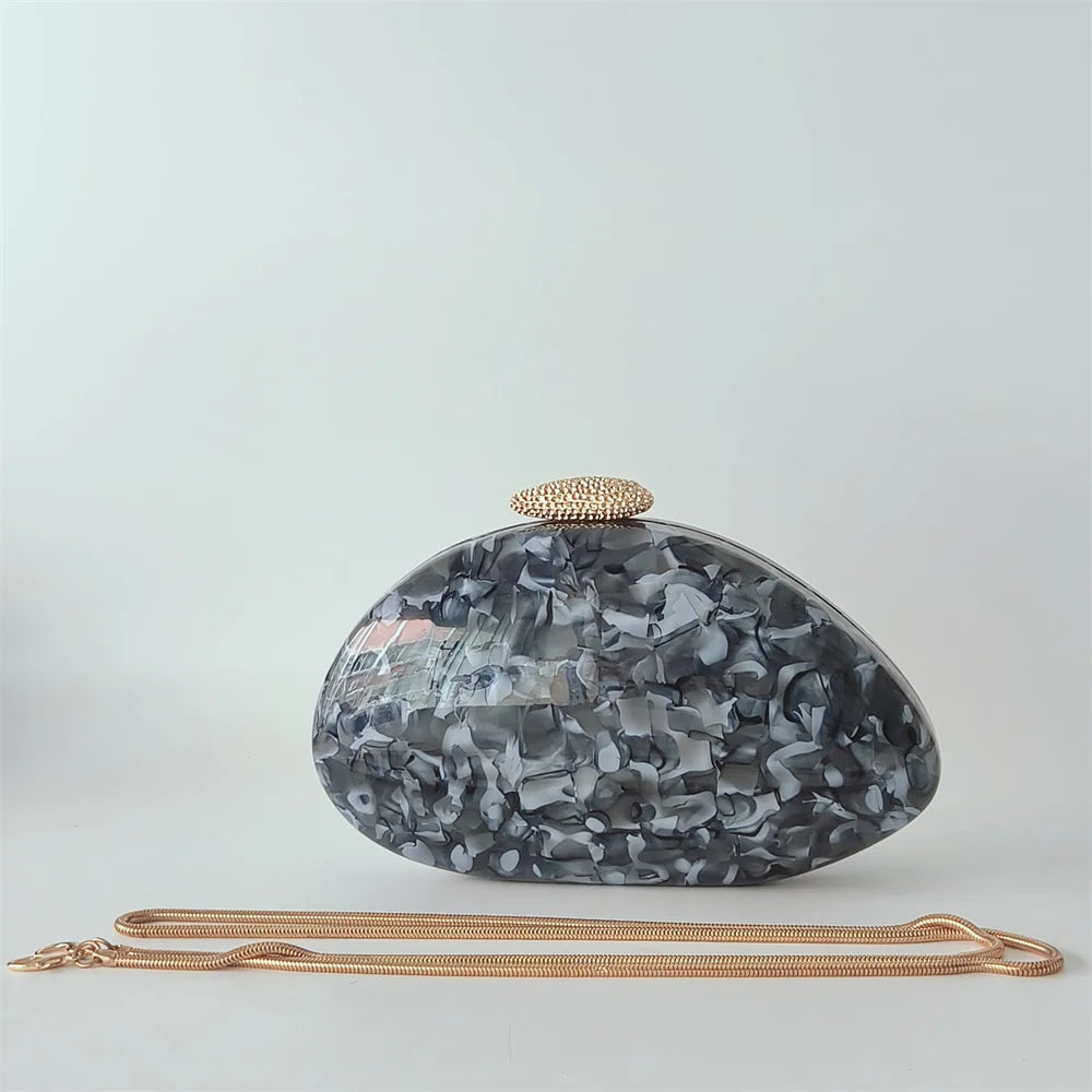 Bolsa de mão oval crossbody concha elegante carteiras de mão femininas sacos de noite ombro nova forma especial bolsas de casamento acrílico