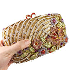 Boutique de fgg luxo cristal embreagem bolsas para mulheres formal festa jantar strass bolsa embreagem nupcial flor saco noite