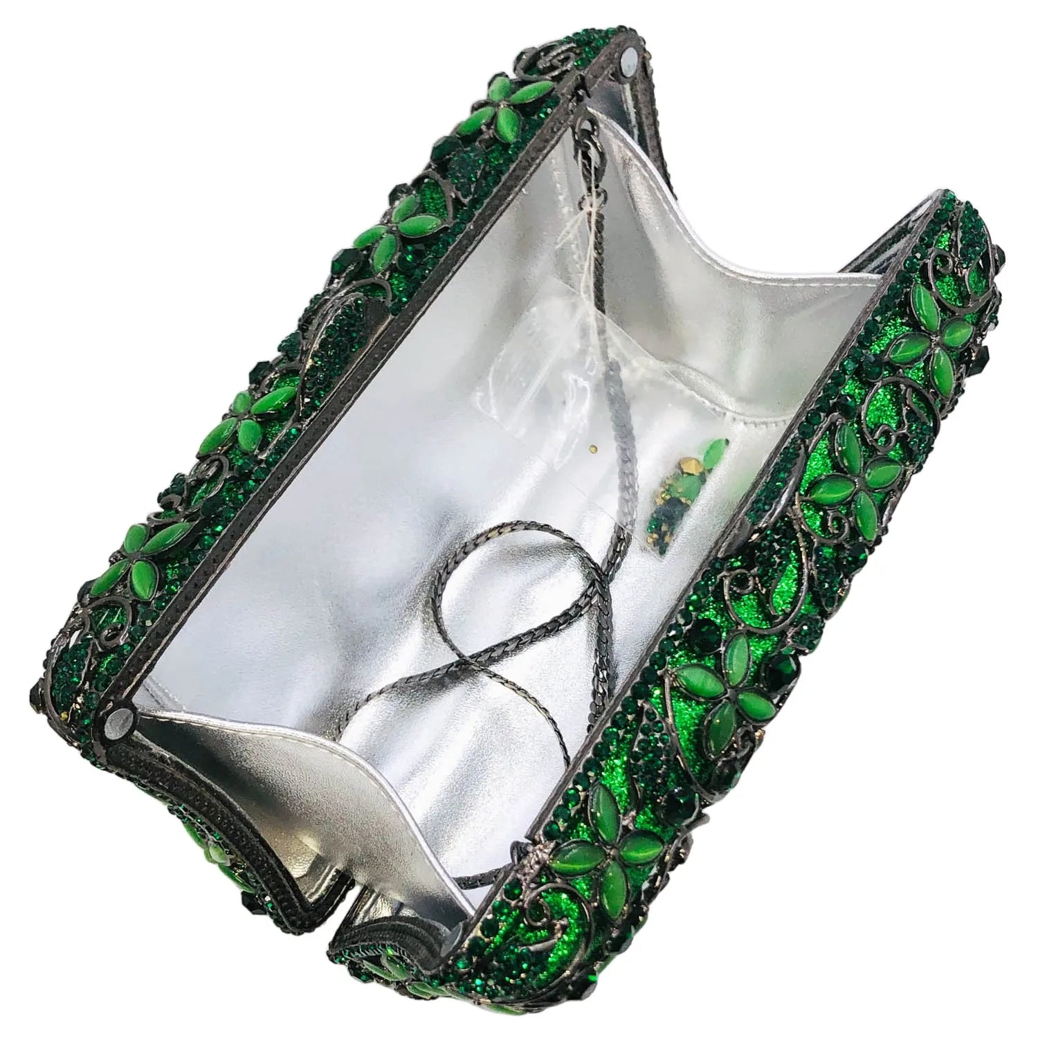 Boutique de fgg feminino cristal verde noite bolsa embreagem flor minaudiere sacos hardcase festa strass embreagem bolsa casamento
