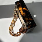 Design de moda acrílico leopardo palha sacos para mulheres correntes grossas bolsa ombro vime tecido praia designer caixa saco tote