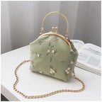 Vintage bordado rendas flores concha bloqueio bolsas para mulheres saco de casamento pequena corrente feminina ombro crossbody saco franja sacos