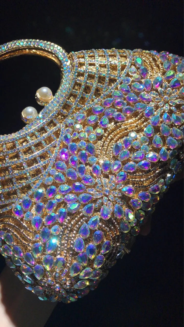 Bolsa de jantar de diamante grande capacidade ombro crossbody oco strass bolsa feminina banquete bolsa de embreagem