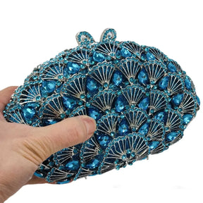 Boutique de fgg luz azul cristal sacos de embreagem para mulheres pavão noite bolsa nupcial casamento strass minaudiere bolsas saco