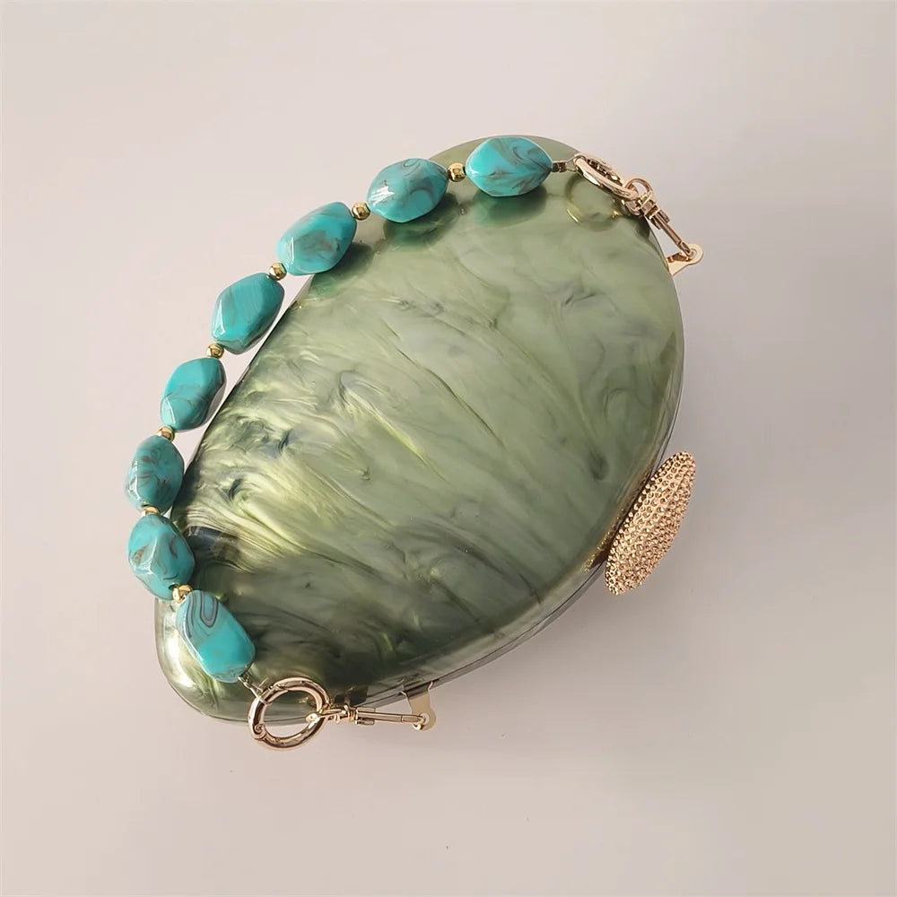Oval luz verde marca de luxo bolsas nupcial festa casamento embreagem feminina noite clássico saco senhora presente pro mini caixa acrílico saco