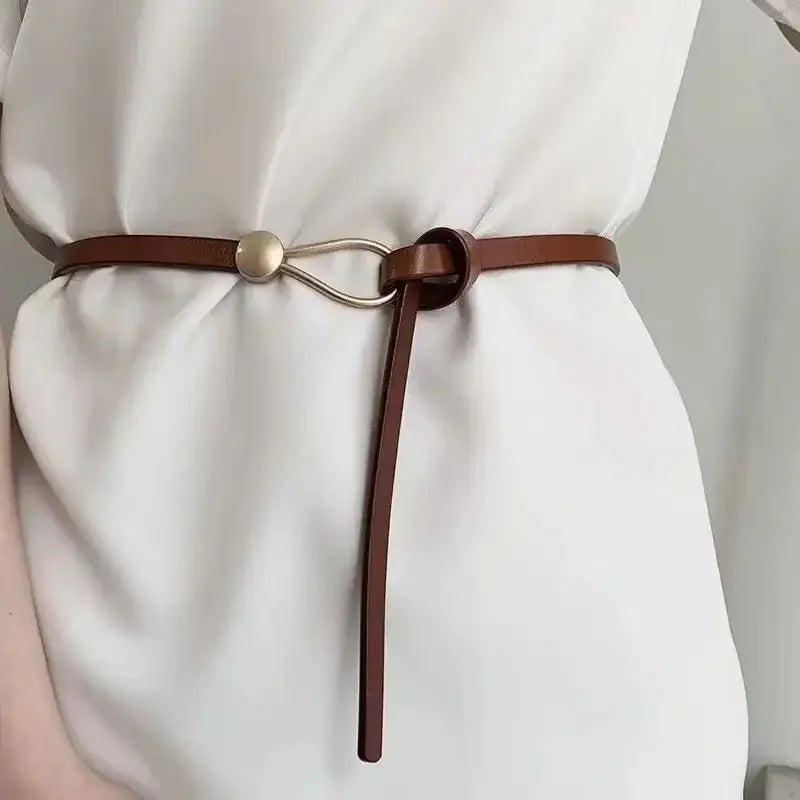 Nova pérola fivela fina cinto feminino couro do plutônio elegante ajustável selvagens cintura cor de ouro fivela cintos femininos