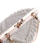 Bolsa e bolsa de casamento para mulheres, Sacos elegantes para festa à noite, Embreagens de casamento branco, Fêmea Frisada Clutch Bag Sac