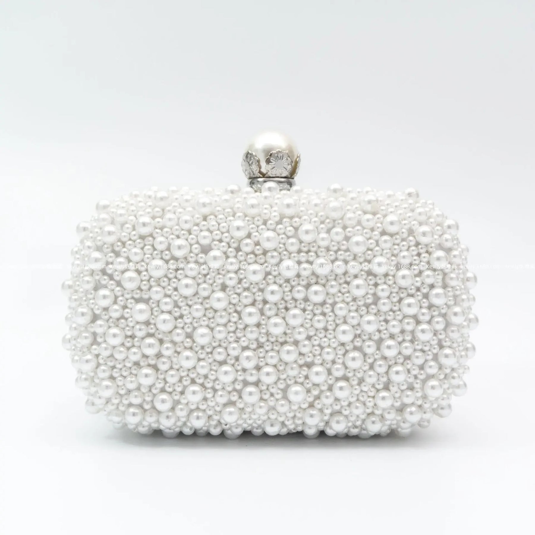 Keweli cor pura grânulo bordado pérola saco de noite portátil doce elegante fibra poliéster dureza compartimento interior