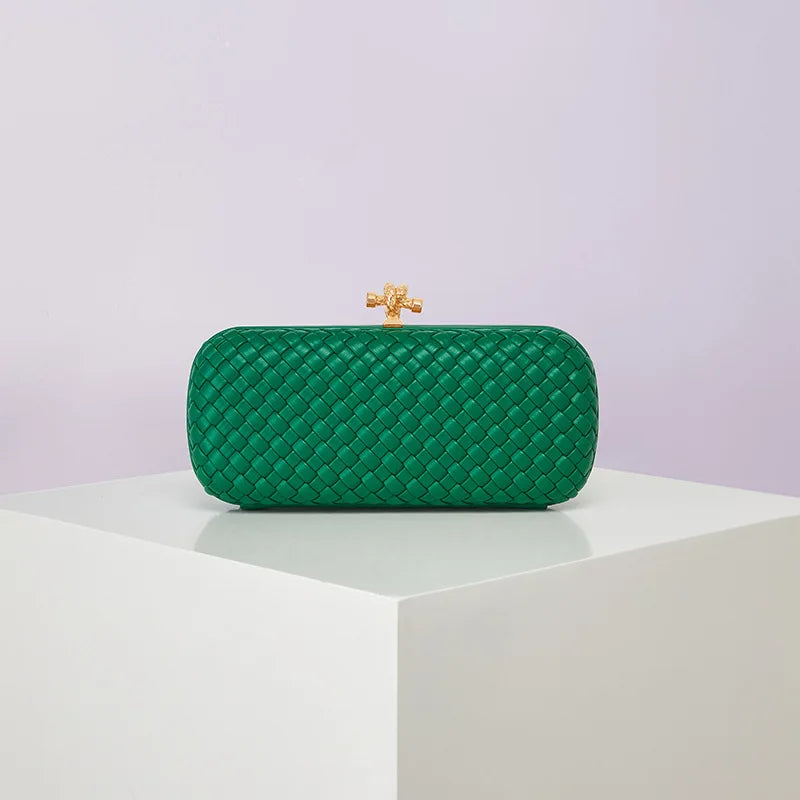 Bolsa Transversal B Home de PU Trançado, Bolsa de Ombro ande com Corrente, Estilo Europeu Moderno, Superfície ia, Cor Pura