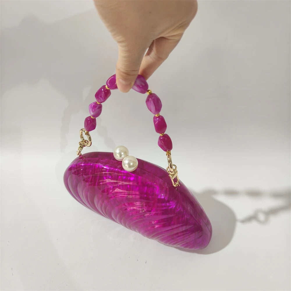 Shell ovo acrílico bolsas de embreagem para mulheres casamento doces noite crossbody saco marmoreio bolsas mini feminino corrente destacável