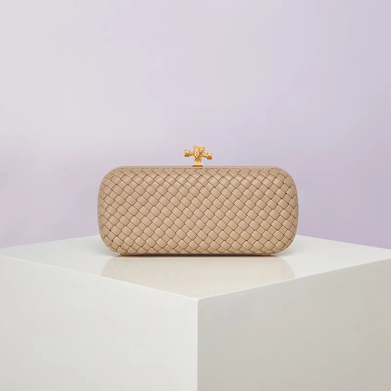 Bolsa Transversal B Home de PU Trançado, Bolsa de Ombro ande com Corrente, Estilo Europeu Moderno, Superfície ia, Cor Pura