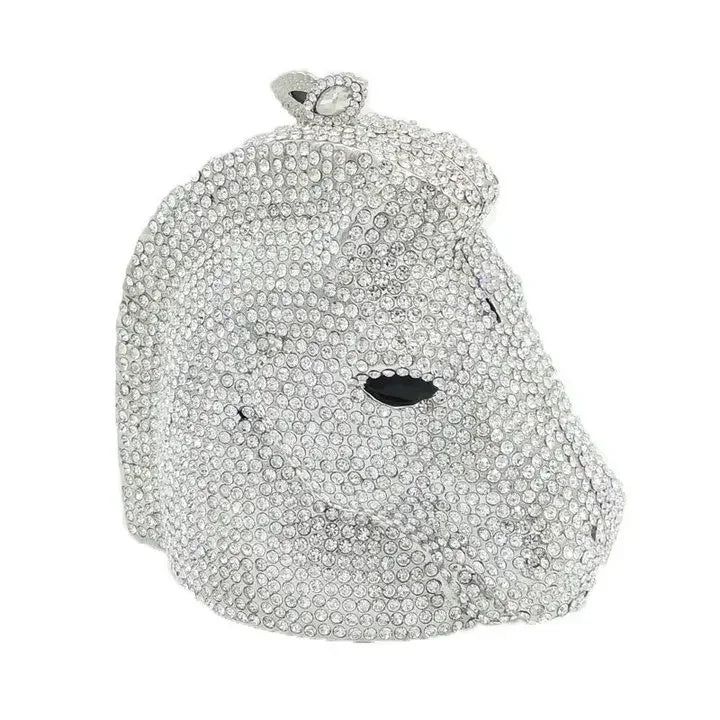 Boutique de fgg cabeça de cavalo dourado feminino cristal noite bolsa e bolsa festa casamento minaudiere animal strass saco embreagem