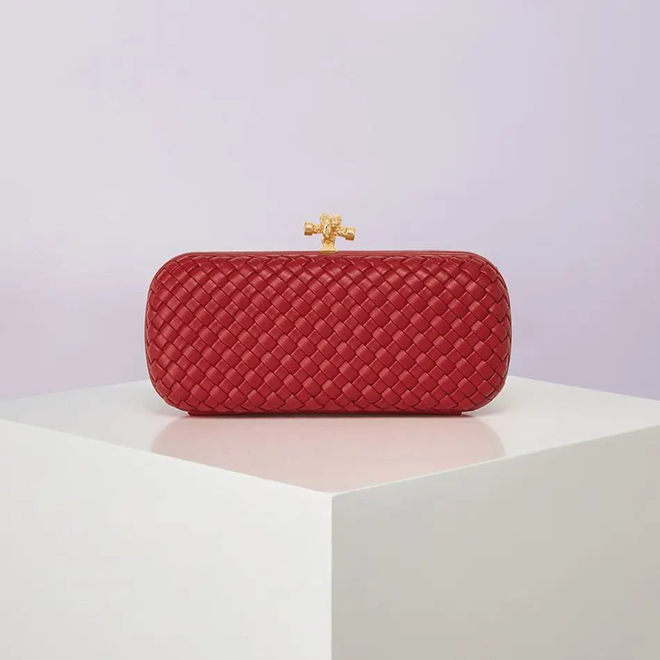 Bolsa Transversal B Home de PU Trançado, Bolsa de Ombro ande com Corrente, Estilo Europeu Moderno, Superfície ia, Cor Pura